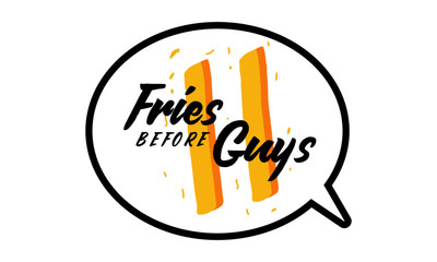 Fries Before Guys Party props for marriage, bachelor party, house party, food event. vector illustration.