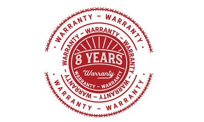 8 years warranty icon vintage rubber stamp guarantee
