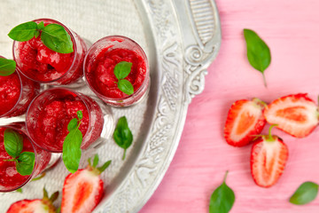 Summer refreshing strawberry granita