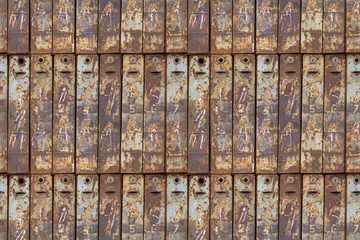 Fotobehang Industriële stijl Naadloze fototextuur van brievenbusstapel met roest