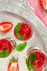 Summer refreshing strawberry granita