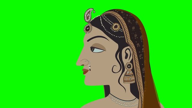 Traditional Indian Women on a Green Screen