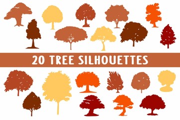 20 tree silhouettes in different shapes