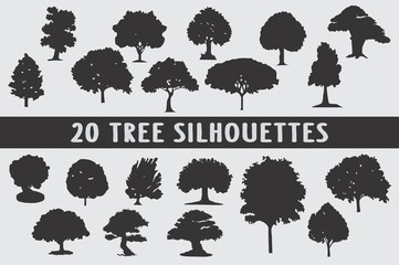 20 tree silhouettes in different shapes