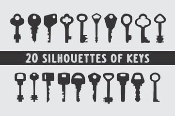 20 Set of vintage keys shape designs