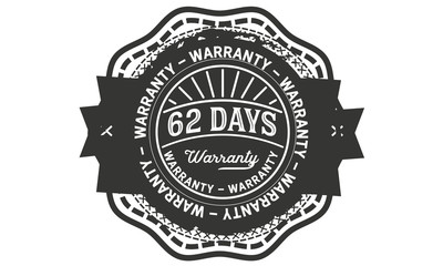 62 days warranty icon vintage rubber stamp guarantee