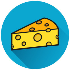cheese circle blue icon concept