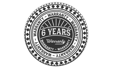 6 years warranty icon vintage rubber stamp guarantee