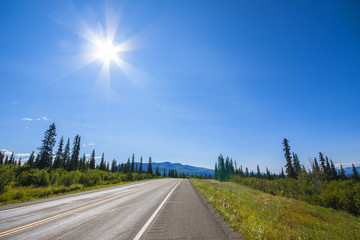 Road of Alaska. Denali Highway in beautiful weather