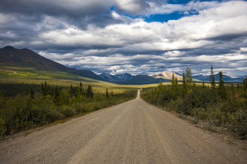 Road of Alaska. Denali Highway in beautiful weather