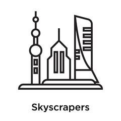 Skyscrapers icon vector sign and symbol isolated on white background
