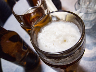 fresh beer in glasses