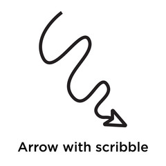 Arrow with scribble icon vector sign and symbol isolated on white background, Arrow with scribble logo concept