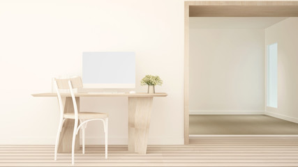 Study room and empty room in hotel or condominium - Study room or workplace in home office or apartment - 3D Rendering