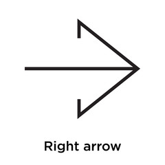 Right arrow icon vector sign and symbol isolated on white background, Right arrow logo concept