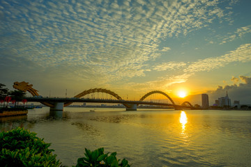 Dragon bridge  of Han river in Vietnam.