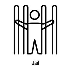 Jail icon vector sign and symbol isolated on white background