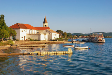 Fototapeta na wymiar Beautiful summer Mediterranean landscape. Montenegro, Bay of Kotor ( Adriatic Sea ), Tivat, Donja Lastva village