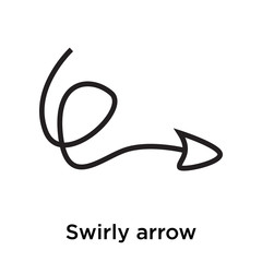 Swirly arrow icon vector sign and symbol isolated on white background, Swirly arrow logo concept