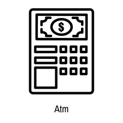 Atm icon vector sign and symbol isolated on white background