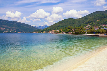Obraz premium Summer Mediterranean landscape. Montenegro, view of Bay of Kotor(Adriatic Sea) near Tivat city