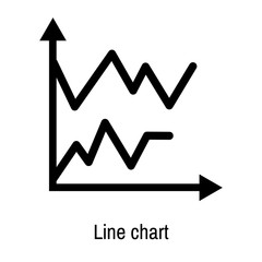 Line chart icon vector sign and symbol isolated on white background, Line chart logo concept