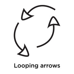 Looping arrows icon vector sign and symbol isolated on white background, Looping arrows logo concept