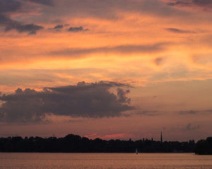 Enjoying the scenic Hamburg sunset