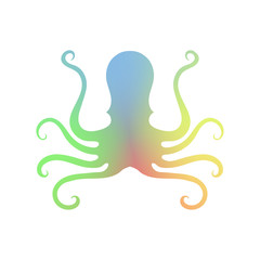 Octopus Icon Isolated. Stilized Logo Design. Sea Food Symbol.