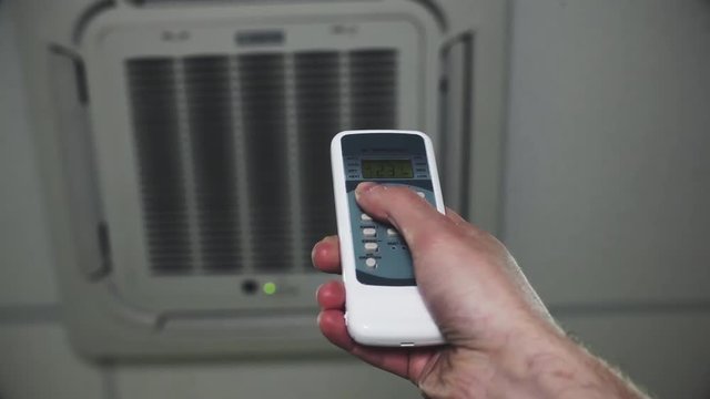 Turning on split system air conditioner with remote control