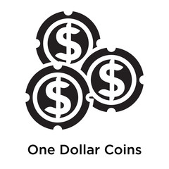 One Dollar Coins icon vector sign and symbol isolated on white background, One Dollar Coins logo concept