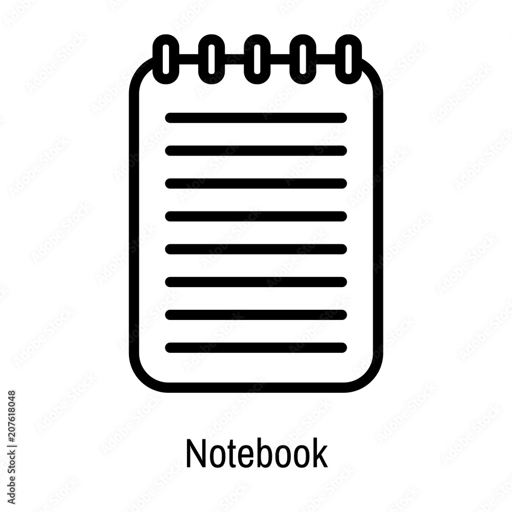 Poster notebook icon vector sign and symbol isolated on white background, notebook logo concept