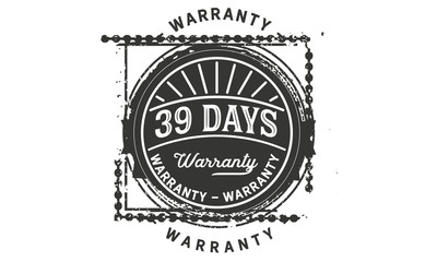 Fototapeta premium 39 days warranty icon vintage rubber stamp guarantee