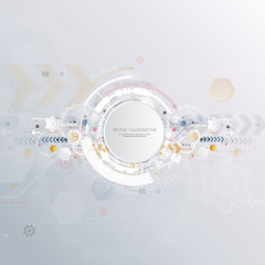 Engineering technology various multicolour elements witn geometric shape, digital space for content, network, business tech presentation on light background, futuristic interface. copy space vector 