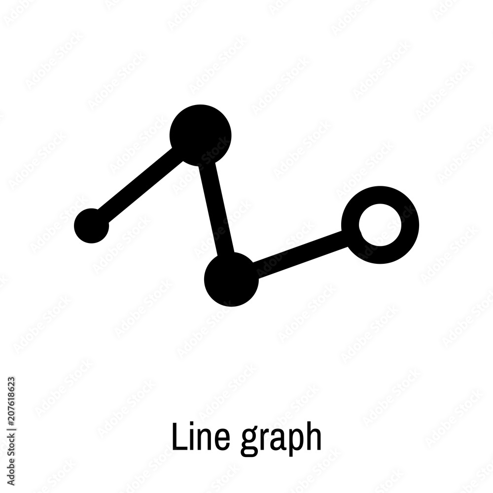 Poster line graph icon vector sign and symbol isolated on white background, line graph logo concept