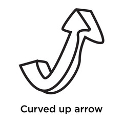 Curved up arrow icon vector sign and symbol isolated on white background, Curved up arrow logo concept