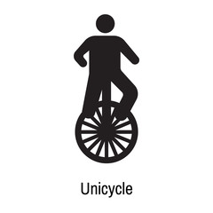 Unicycle icon vector sign and symbol isolated on white background, Unicycle logo concept