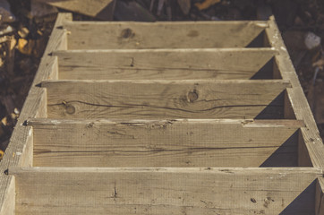 old wooden staircase, top view