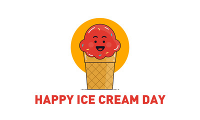 Cute Happy Ice Cream poster design with ice cream character. Positive message 