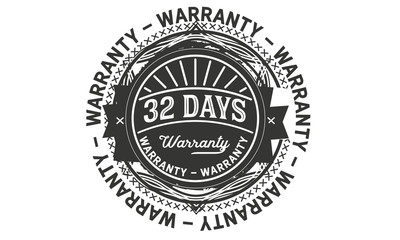 32 days warranty icon vintage rubber stamp guarantee