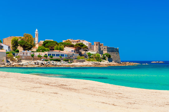 Beach and Coastline of Algajola, Corsica, France