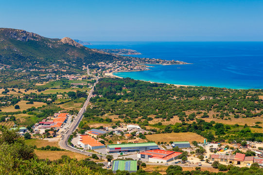 High angle view on the Village of Algajola, Corsica, France