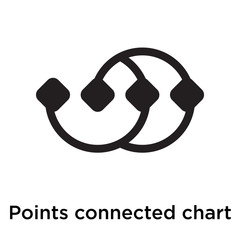 Points connected chart icon vector sign and symbol isolated on white background, Points connected chart logo concept