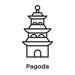 Pagoda icon vector sign and symbol isolated on white background