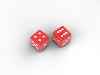Plastic dice, 3d illustration.