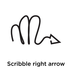 Scribble right arrow icon vector sign and symbol isolated on white background, Scribble right arrow logo concept