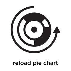 reload pie chart icon vector sign and symbol isolated on white background, reload pie chart logo concept