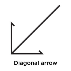 Diagonal arrow icon vector sign and symbol isolated on white background, Diagonal arrow logo concept