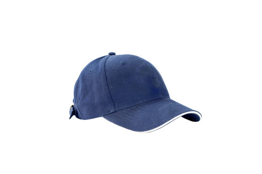 Blue fashion and baseball cap isolated on white background, with clipping path.