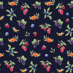 Watercolor berries pattern